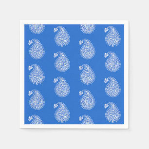 Persian tile paisley - white on cobalt blue paper napkins