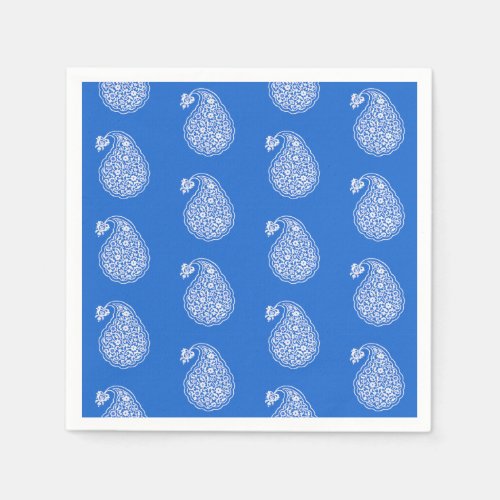 Persian tile paisley _ white on cobalt blue paper napkins