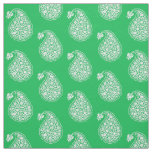 Persian tile paisley - white on emerald green fabric