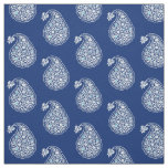 Persian tile paisley - white on indigo blue fabric