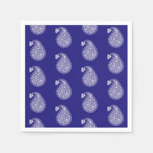 Persian tile paisley - white on indigo blue paper napkins