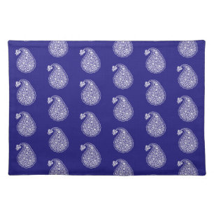 Persian tile paisley - white on indigo blue placemat