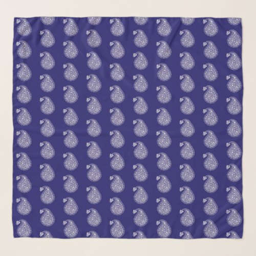 Persian tile paisley _ white on indigo blue scarf