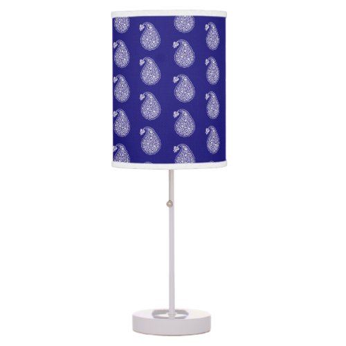 Persian tile paisley _ white on indigo blue table lamp
