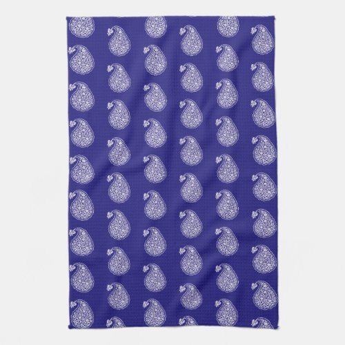 Persian tile paisley _ white on indigo blue towel