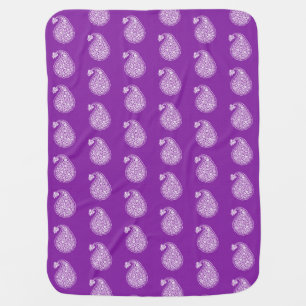 Persian tile paisley - white on purple receiving blanket