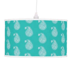 Persian tile paisley - white on turquoise ceiling lamp