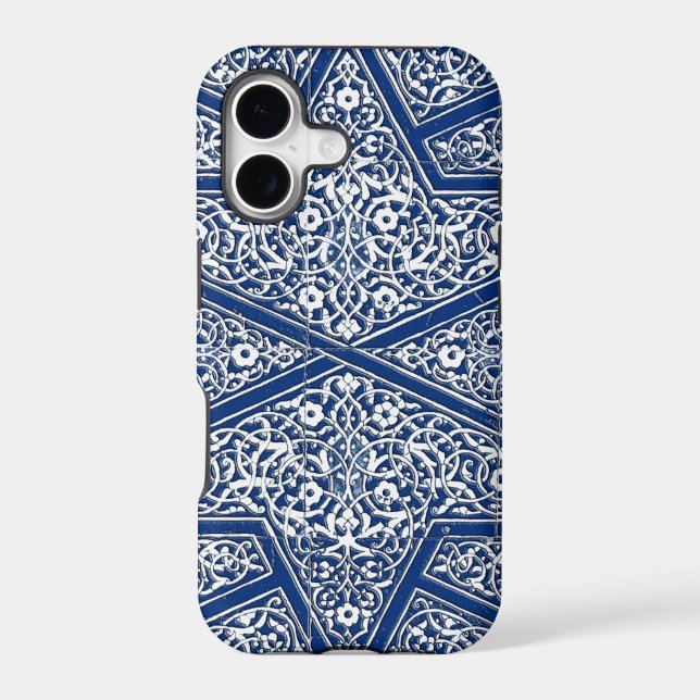 Persian tile pattern - cobalt blue and white iphone case (Back)