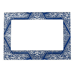 Persian tile pattern - cobalt blue and white magnetic frame