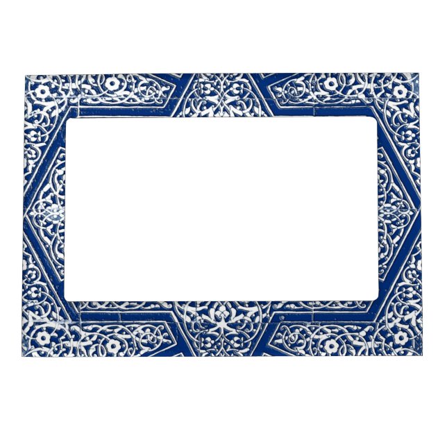 Persian tile pattern - cobalt blue and white magnetic frame (Front)