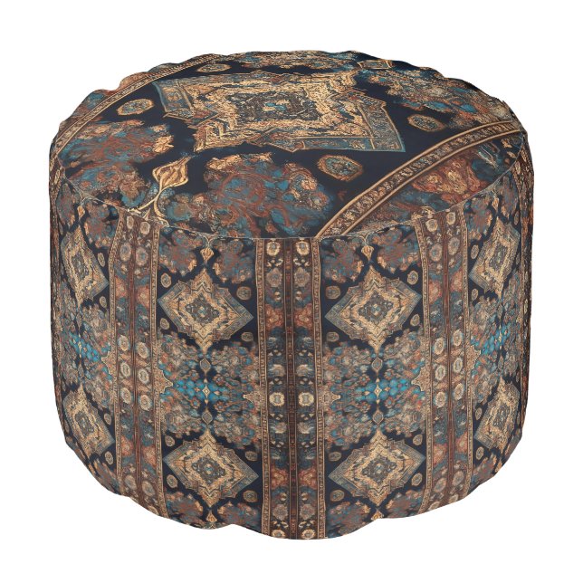 Persian Trendy Beautiful Old Pattern Collection Pouf (Angled Front)