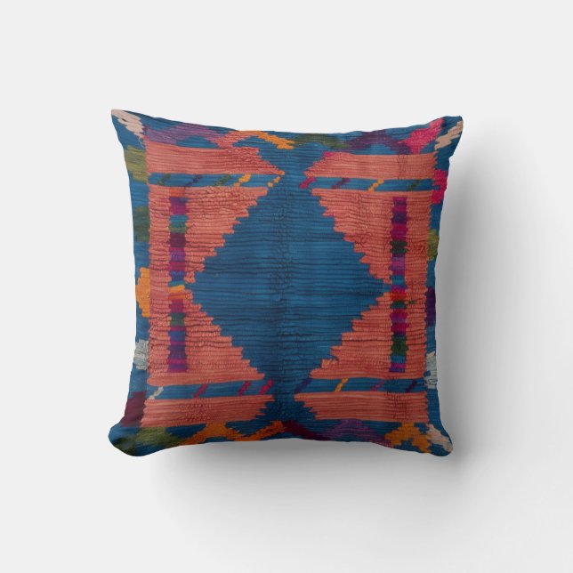 Persian & Turkish Blue Kilim Rug Pillows: A Fusion Throw Pillow (Front)