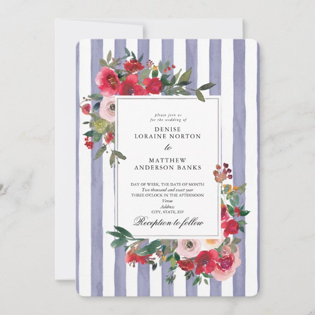Persian Violet Wedding Invitation (Front)
