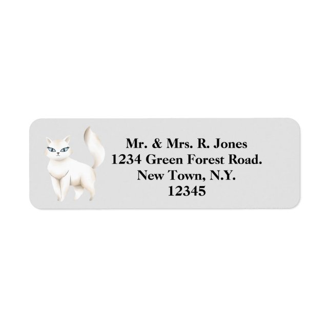 Persian White Cat Address Label (Front)