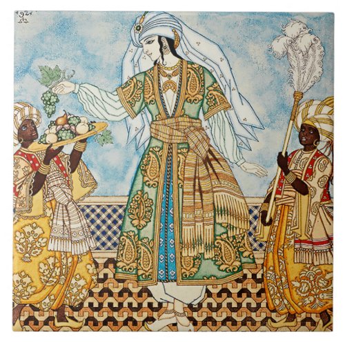 Persian Women Illustration by Ivan Bilibin Ceramic Tile