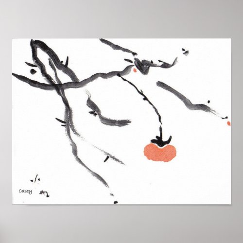 Persimmon and Branches Art Print