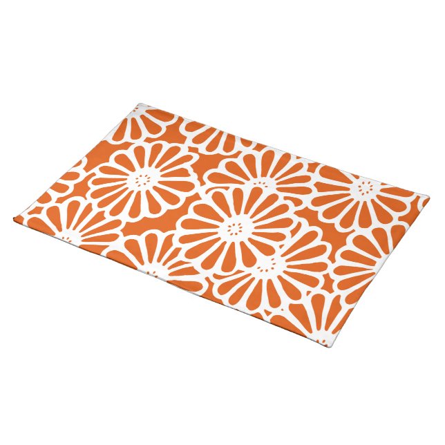Persimmon Asian Moods Floral Cloth Placemat (On Table)