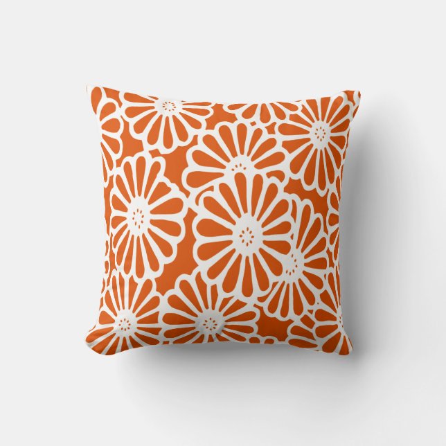 Persimmon Asian Moods Floral Throw Pillow (Front)