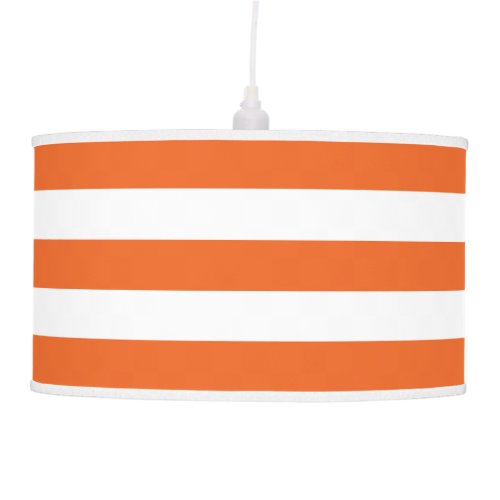 PersimmonDark Orange and White Striped Hanging Lamp