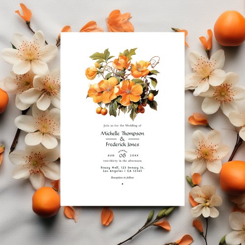Persimmon Floral Wedding Invitation