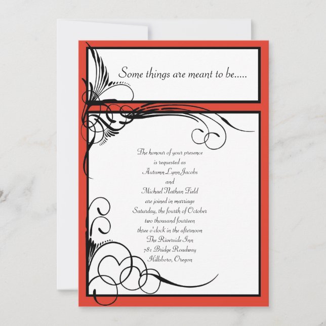 Persimmon Floral Wedding Invitations (Front)