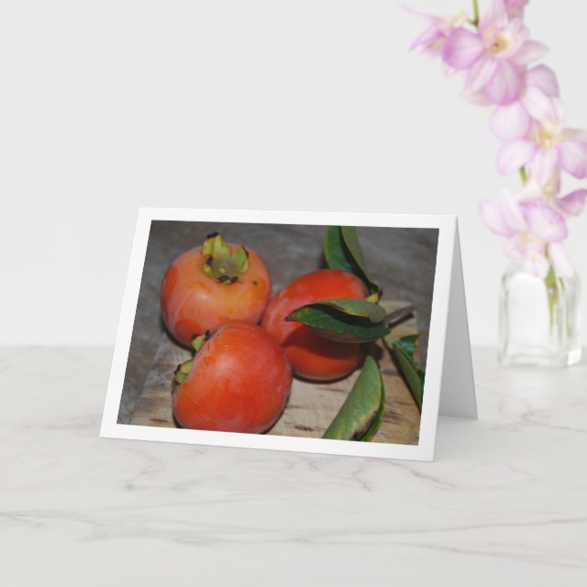 Persimmon Fruit Portrait Card (Orchid)