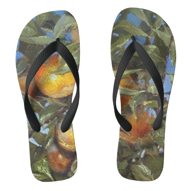 Persimmon Fruit Tree Beautiful Original Artwork Flip Flops (Footbed)