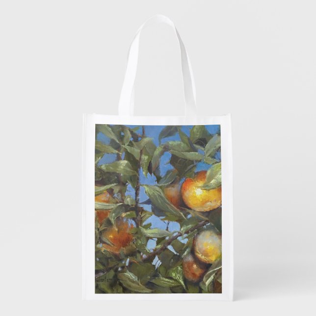 Persimmon Fruit Tree Beautiful Original Artwork Grocery Bag (Front)
