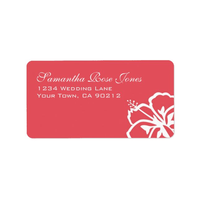 Persimmon Hibiscus Flowers Custom Address Label (Front)