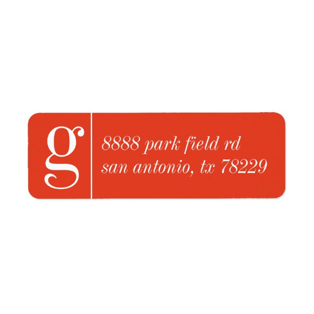 Persimmon Name Initial Monogram Address Label (Front)