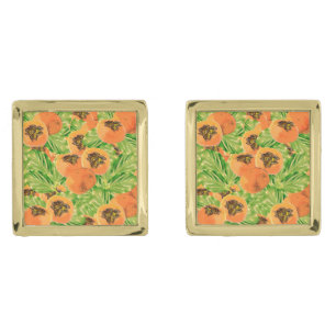 Persimmon Pattern Gold Cufflinks