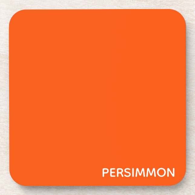Persimmon red colour name beverage coaster (Front)