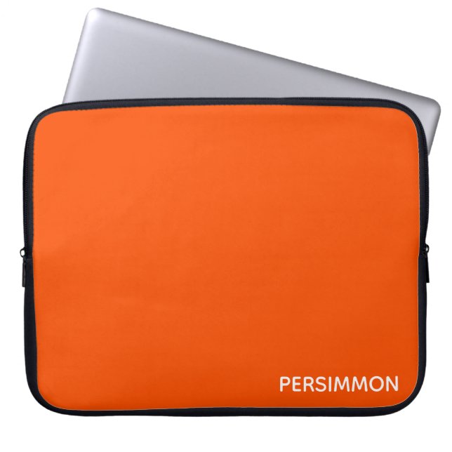 Persimmon red colour name laptop sleeve (Front)