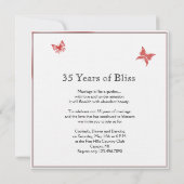 Persimmon Rose Butterfly Heart Anniversary Invitation (Back)