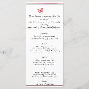 Persimmon Rose Butterfly Heart Wedding Menu