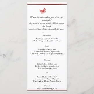 Persimmon Rose Butterfly Heart Wedding Menu