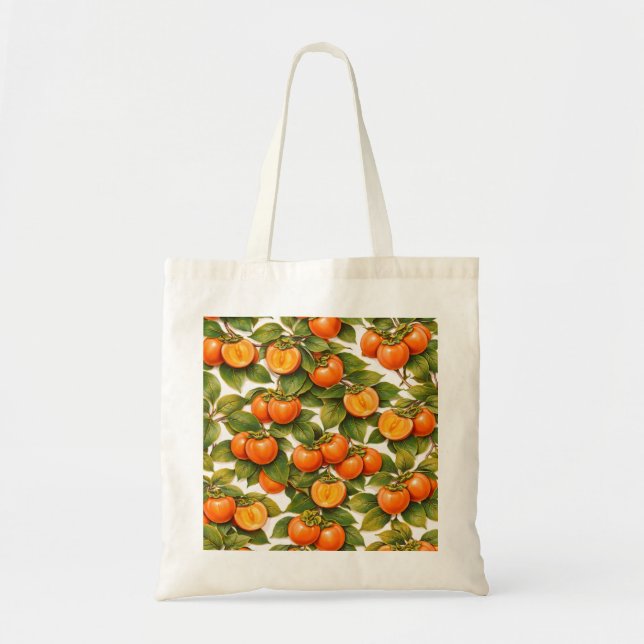 Persimmon Slices Botanical Pattern Tote Bag (Front)