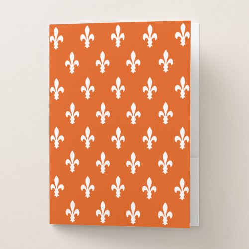 Persimmon Victorian Fleur de Lys Pocket Folder