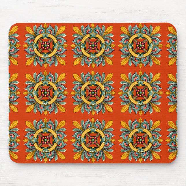 Persimmon Victorian Tile Design Mouse Pad (Front)