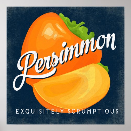 Persimmon Vintage Fruit Label Poster
