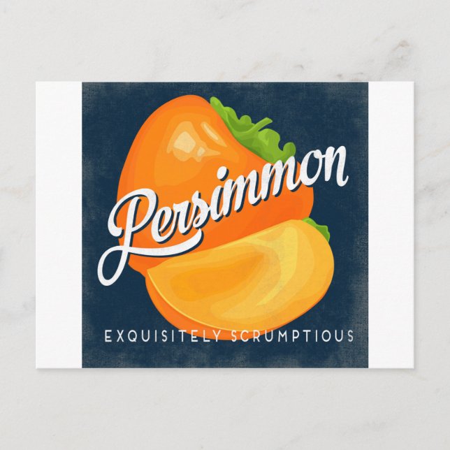 Persimmon Vintage Fruit Label Retro Postcard (Front)