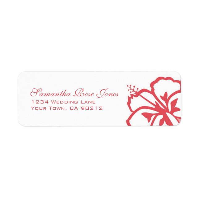 Persimmon & White Hibiscus Flowers Custom Address Label (Front)
