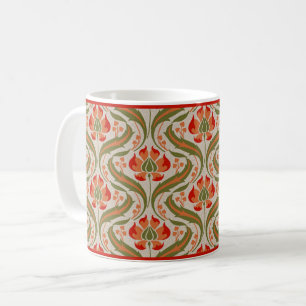 Persimmon Wildflowers Damask Coffee Mug