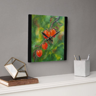 Persimmons in the October Mist by Alfred Fox Square Wall Clock