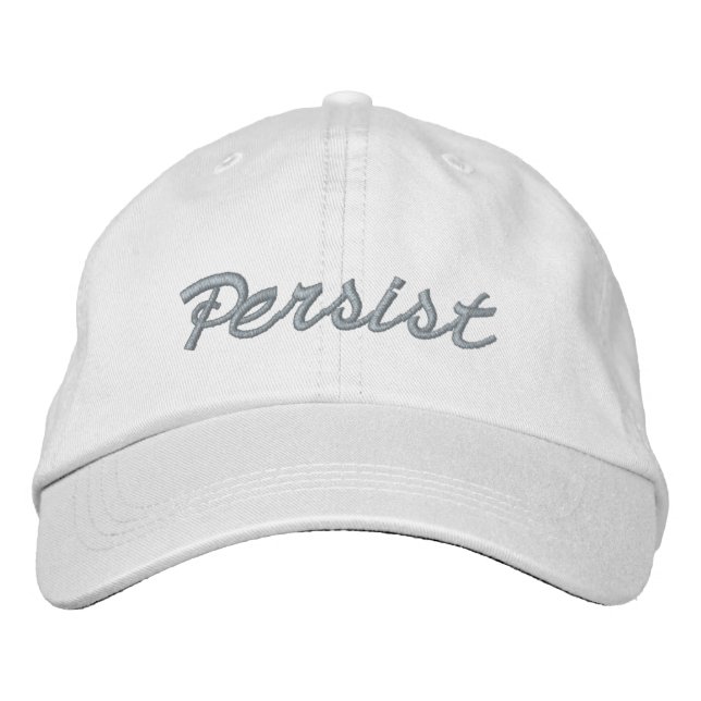 Persist light pink white script cute embroidered baseball cap (Front)