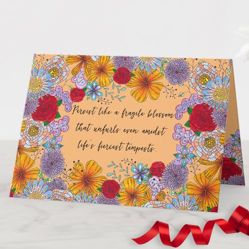 Persist Like a Fragile Blossom Motivational Quote Card