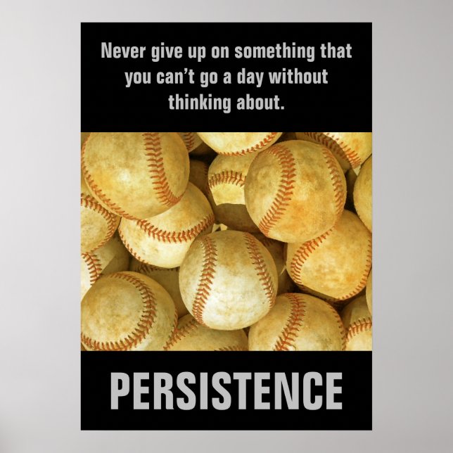 Persistence Baseball Inspirational Motivational Poster (Front)