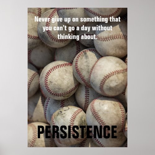 Persistence Baseball Inspirational Motivational Poster