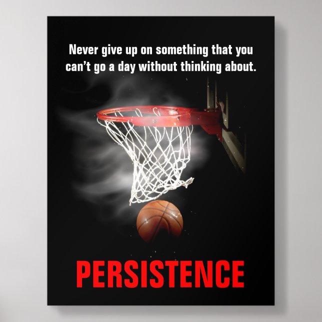 Persistence Basketball Inspirational Motivational Acrylic Photo Tile (Front Set)