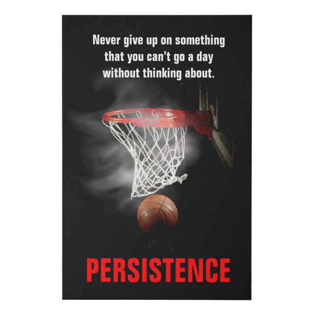 Persistence Basketball Inspirational Motivational Faux Canvas Print (Front)